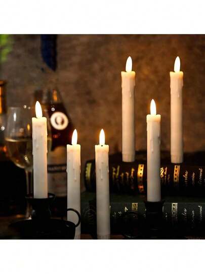 Faux Ivory Teardrop Candle Lights, Warm White Flickering , Halloween Thanksgiving Christmas Party Wedding Decor