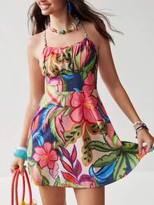 Soleia 女士度假休闲印花露背迷你连衣裙 - 彩色 - 查看 6