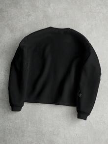 Manfinity EMRG 男士街头风流行INS风十字绣卫衣，适合音乐节、夜店、酒吧等场合，也可作为男友/老公礼物、周年纪念礼物，白色圆领 - 黑色 - 查看 4
