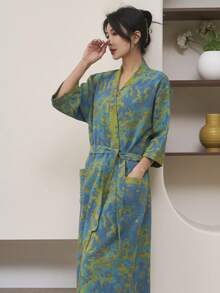 1 chiếc, Áo choàng tắm dài kiểu cổ điển, Áo choàng tắm bằng vải cotton gạc nguyên chất, Áo choàng tắm mùa hè, Thấm hút tốt, nhanh khô, Áo choàng tắm nữ, Khăn tắm có thể mặc được, Đồ ngủ mùa xuân và mùa hè, Vải gạc đôi, Đồ dùng phòng tắm, Đồ gia dụng - nhiều màu - Xem 23