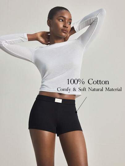 Ocili 100% bawełny Wygodne, minimalistyczne, rekreacyjne majtki damskie w jednolitym kolorze, swobodne i wygodne