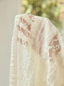 MOTF PREMIUM WOMEN'S HEAVY CONTRAST LACE HOLLOW-OUT SHORT SLEEVE DRESS - Apricot - View 7