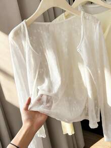 Resyla Elegant Lace Sheer Cover Up For Women, Lightweight Summer Cover Up - White - View 5