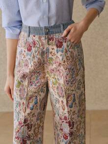 Anewsta Quần ống đứng dệt jacquard cổ điển nhiều màu sắc, thiết kế cạp cao rộng rãi, giúp thon gọn và kéo dài chân, thích hợp cho mùa xuân và mùa thu. - Nhiều màu - Xem 2