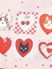 ROMWE Kawaii Cute Cartoon Kitten Thermal Insulation Bag - Pink C - View 4