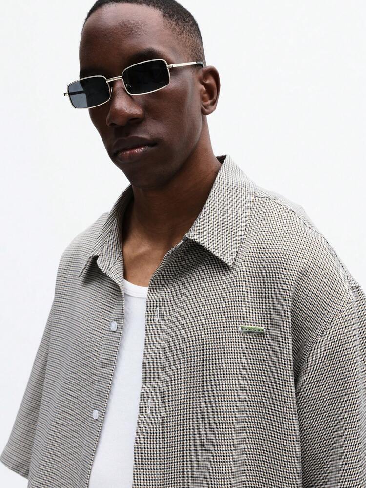 Oversized Check Pattern Button Up Shirt