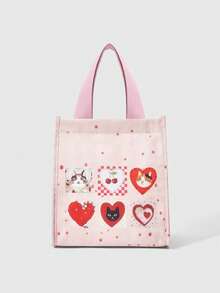 ROMWE Kawaii Cute Cartoon Kitten Thermal Insulation Bag - Pink C - View 6
