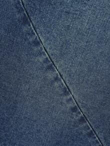 Chillumni Quần short denim nam màu xanh hải quân, túi xéo, kiểu dáng thường ngày, đa năng. - Rửa tối - Xem 7