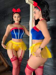 Fantasy Costume Bộ đồ lót 4 món gợi cảm, chất liệu lưới xuyên thấu, phối nhiều mảnh, hở lưng. - Nhiều màu - Xem 3