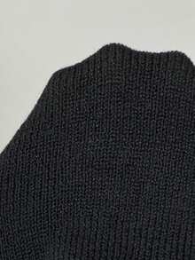Aloruh Women's Elegant Mock Neck Cap Sleeve Fitted Cropped Short Sleeve Knit Sweater Top - Black - View 9