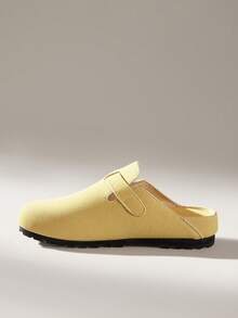 Solecia Giày bệt nữ cổ điển kiểu retro mũi tròn/da lộn/khóa cài/dáng suông, thời trang, thoải mái, nhẹ nhàng, dễ xỏ. - Màu be - Xem 3