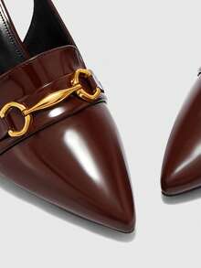 CUCCOO BIZCHIC 女士性感粗跟高跟凉鞋 PU材质 夏季日常百搭时尚尖头棕色高跟鞋 - 棕色2 - 查看 5