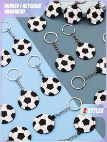 SHEIN 20件足球形状钥匙扣装饰套装情人节、情人节婚礼、生日、婚礼用品、钥匙扣 - 彩色 - 查看 3