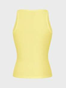 Almamuse Sexy Knit Camisole Crop Top - Light Yellow - View 6