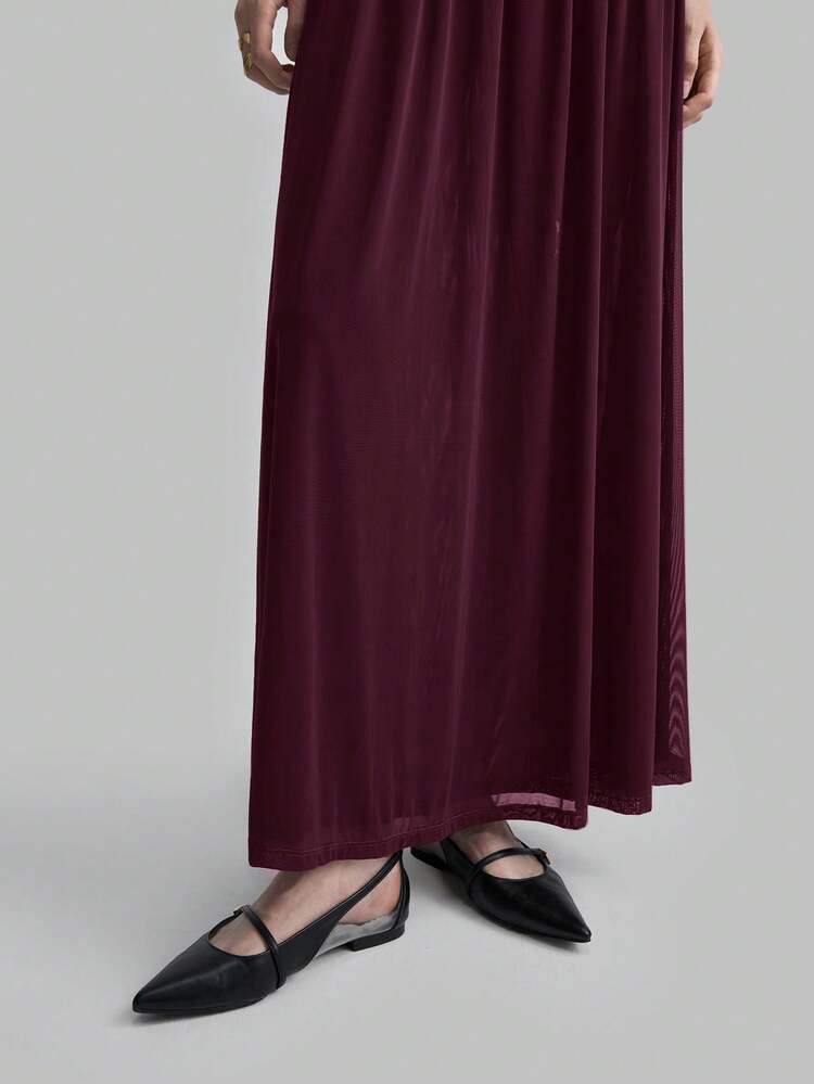 2026 Spring/Summer New Sleeveless Burgundy Pleated Dress, Versatile For Urban Commute, Business, Casual, Teacher Outfit, Vacation, Wedding Guest, Party