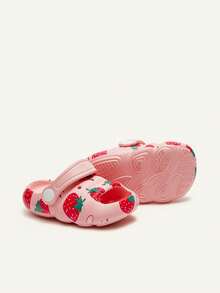 Cozy Pixies Một đôi dép bít mũi thoáng khí cho bé, dép bít mũi in hình dâu tây mùa hè, dép đi biển ngoài trời chống trơn trượt cho trẻ em, dép đi trong nhà hàng ngày. - Hồng - Xem 5