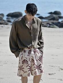 DAZY Summer Vacation Style Coconut Tree Pattern Elastic Waist Men Shorts - Multicolor - View 5