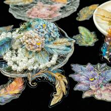 30 Pcs Vintage Flower & Leaf Stickers - Waterproof PET With Gold Foil, For Kids Journal & Kpop Photocard Deco - Multicolor - View 8