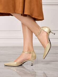 Sleekvia Women Heeled Sandals - Gold - View 4