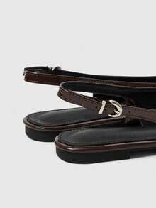 Sleekvia Women's Fashion Versatile Commuter Buckle Pointed Toe Flats - Brown - View 9