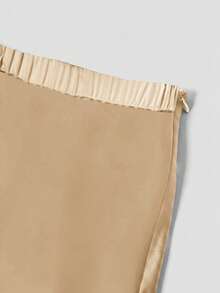 Firerie Plus Size Elegant Solid Color A-Line Skirt, Versatile For Commuting - Apricot - View 4