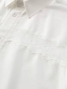 EGENSIO 男士花卉拼接翻领短袖衬衫 - 白色 - 查看 8