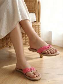 Sandalia plana en amarillo, rosa y rojo - Rosa Fucsia - Ver 1