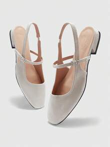 CUCCOO BIZCHIC Women Shoes Fashionable Red Mary Jane Back Strap Low Heel Comfortable Square Toe Shoes, Graduation Heel, Prom Heels For Summer Spring Shoes Spring Break Easter For Christmas Spring Shoes - Light Grey - View 10