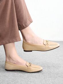 CUCCOO BIZCHIC Women's Square Toe Buckle Design Casual Everyday Shoes, Suitable For Strolling, Dating Valentine's Day - Apricot - View 5