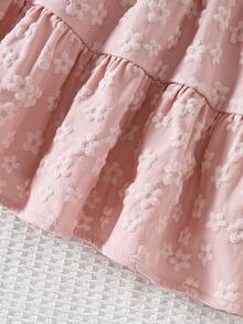 SHEIN 2pcs/Set Baby Girl Casual Cap Sleeve Top And Cami Dress Set, Suitable For Summer, Vacation - Multicolor - View 5