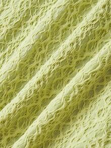 SHEIN MOD Đầm ngắn cổ yếm xếp ly, màu trơn, có họa tiết dành cho nữ - màu xanh lá - Xem 4