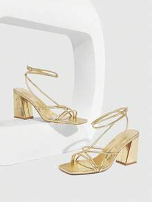 CUCCOO SZL Women Heeled Sandals Valentine's Day - Golden sheep pattern - View 2