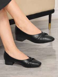 Sleekvia 女士休闲百搭低跟通勤鞋 - 黑色 - 查看 1