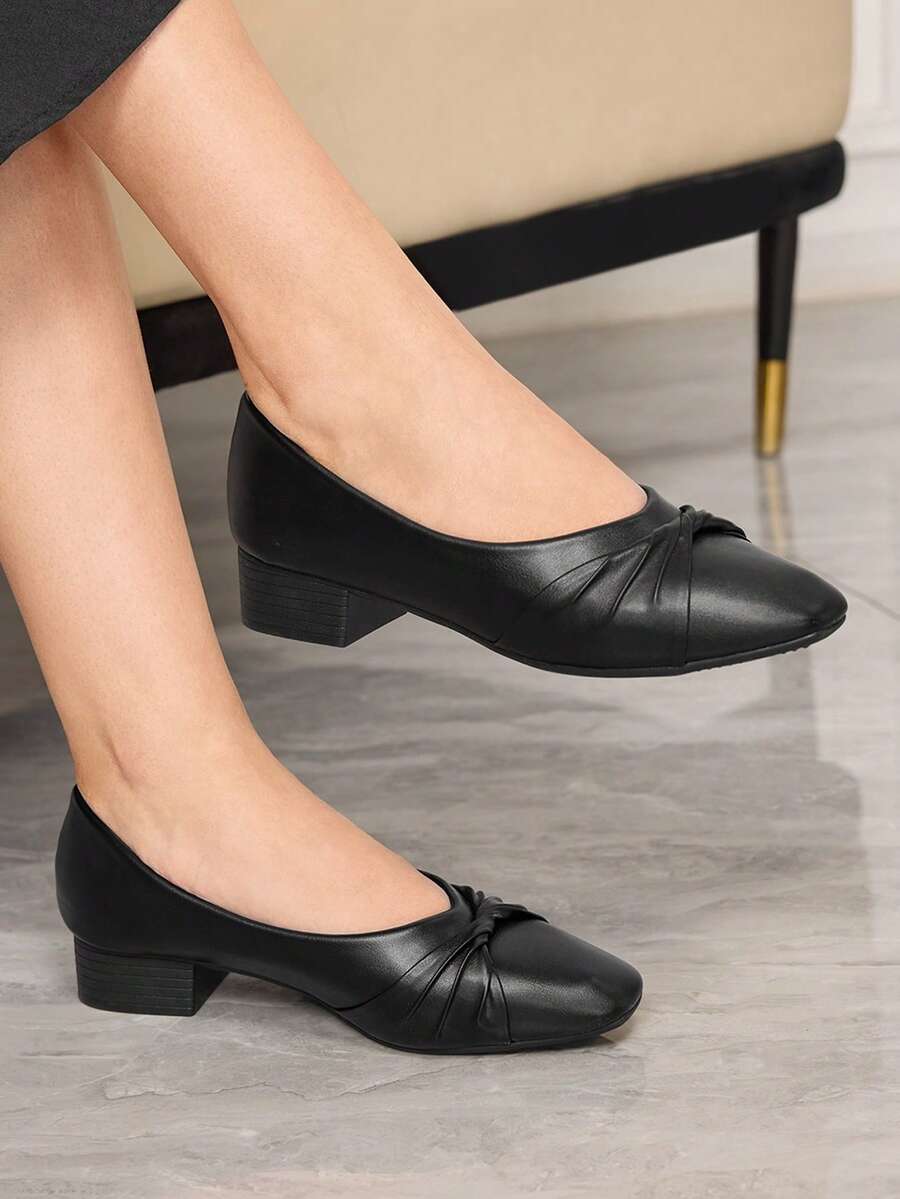 Sleekvia 女士休闲百搭低跟通勤鞋 - 黑色 - 查看 1