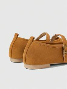 Sleekvia Women's Fashion Round Toe Brown Buckle Strap Flat Shoes, Comfortable For Daily Commute, Party, Shopping, Vacation - Brown - View 9