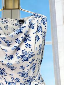 GlowEve A Mid-Length Summer Dress With Woven Prints For Women - Blue - View 5