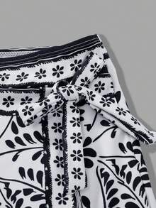 Swim Oasis 女士高端度假鹦鹉印花裹身连衣裙带裙 - 黑與白 - 查看 5
