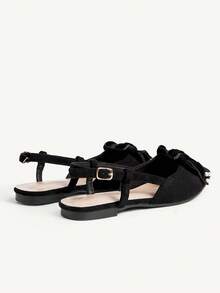 CUCCOO CHICEST Zapatos de moda con diseño de hebilla y decoración de lazo en la punta para mujer - Negro - Ver 10