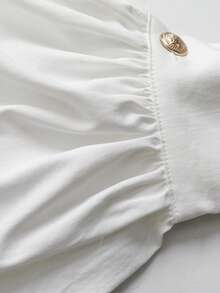 GlowEve Women's Wrap White Long Sleeve Top And Knotted Black Skirt Elegant 2-Piece Set - Black - View 3