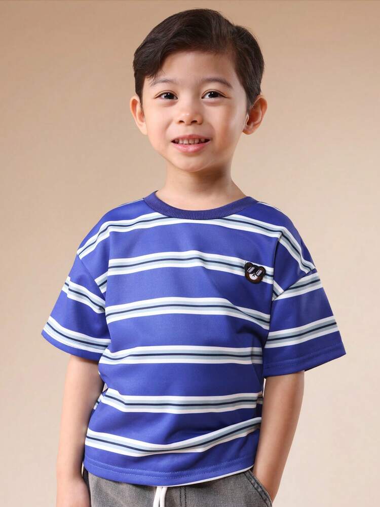 Short Sleeve Striped Crew Neck Tee