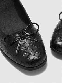 CUCCOO BIZCHIC Women's Casual Versatile Minimalist Bow Decor Flat Loafers For Christmas Valentine's Day - Black plaid - View 7