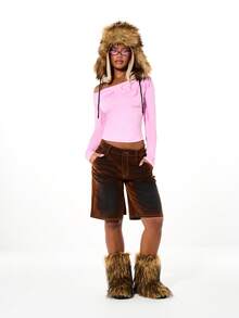 SUMWON WOMEN 露肩侧褶皱长袖贴身连帽衫细节 - 粉色 - 查看 3