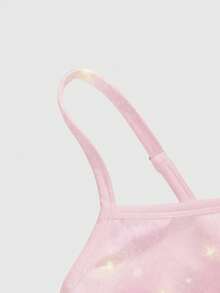 ROMWE Kawaii 可爱小鹿仙女翅膀和星空浪漫性感吊带背心和低腰喇叭裤女式两件套，春夏款 - 粉色 - 查看 3