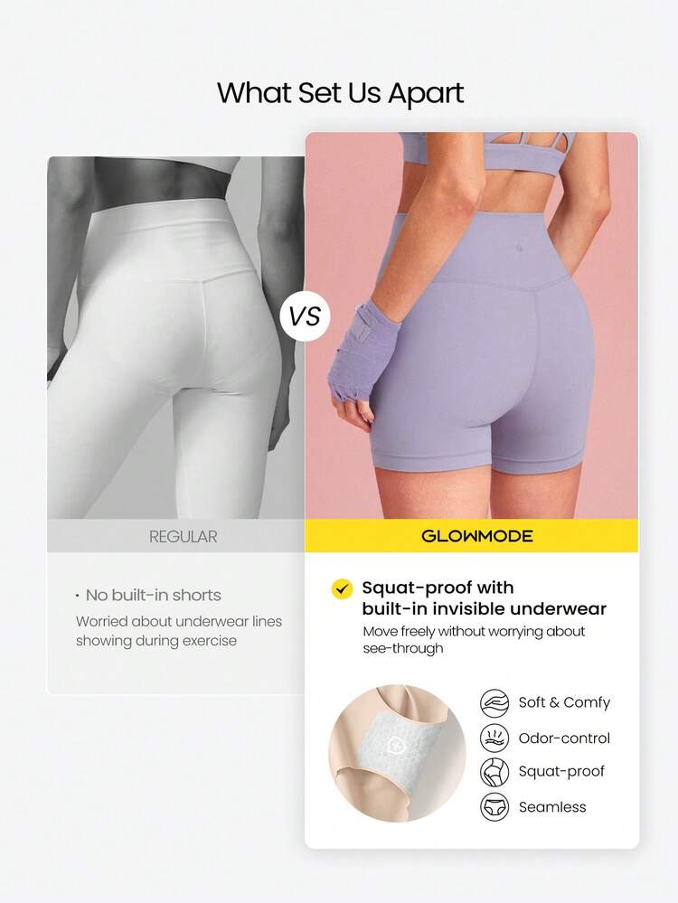 4.3インチ FeatherFit™ ハイウエスト ショーツ、インナーショーツ付き、滑り止めグリップ、低インパクトヨガ ピラティス スタジオ デイリーカジュアルウェア