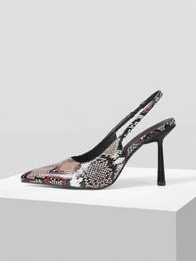 Mnmlis Women's Pointed Toe Snake Skin Pattern High Heels, Fashionable For Party Occasions - Multicolor - View 1