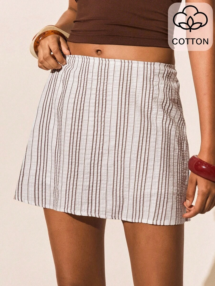 Poéselle Quần culottes kẻ sọc thời trang đa năng dành cho nữ, thích hợp cho kỳ nghỉ.