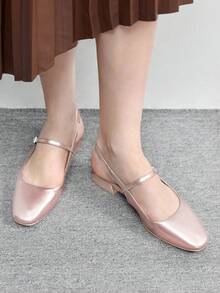 CUCCOO BIZCHIC 时尚红色玛丽珍鞋，后跟系带低跟舒适方头鞋，适合毕业典礼、舞会等场合，夏季、春季、春假、复活节、圣诞节等节日穿着。 - 玫瑰金 - 查看 5