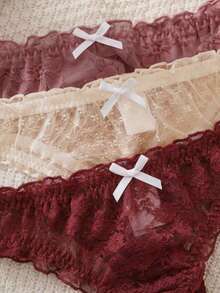 PetitDoll 3pcs Women's Minimalist Sexy Lace Thong Panties - Multicolor - View 5