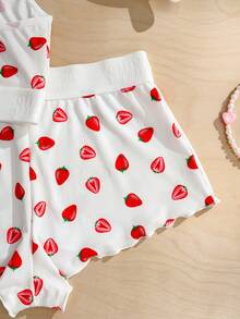 PetitDoll 2件套女士“甜美”字母印花腰带内衣套装 - 紅白色 - 查看 8