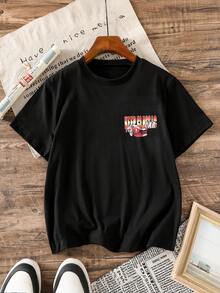 Coolqubz 1pc Boys' Black T-Shirt,Fashionable Car Graphic Tee,Soft & Comfortable Fabric,Summer Streetwear For School,Back-To-School,Sports & Outings For Teens - Black - View 2